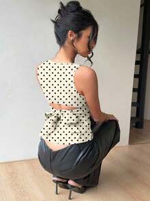 2 piezas Camisa sin espalda con lazo y cuello redondo sin mangas para mujer, Top estilo Y2K, adecuado para ir al trabajo, salidas, vacaciones, Paquete de 2 tops sin mangas para mujer, Top sin mangas para mujer, Conjunto de 2 piezas para mujer, Blus - Blanco 6 - Ver 7