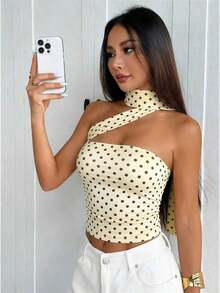 Top tubo de punto minimalista de moda para mujer HESSEN, apropiado para el verano/primavera, blusa ajustada sin tirantes y ajustable.Adecuado para tomar el té de la tarde, calle, vacaciones, superposición, fiesta, cita, playa, crucero, viaje por la ciudad - Albaricoque - Ver 4