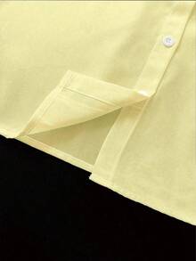 Camisa casual de manga larga, de corte holgado y de un solo abotonado con estampado de caballero para mujer - Amarillo - Ver 3
