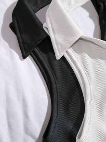 Blusa sin mangas con cuello polo y escote en V para mujer, de estilo casual y chic para la calle, en color marrón - Multicolor 5 - Ver 5