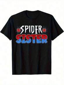 2026 Nueva Camiseta de Moda para Mujer y Hombre, Camiseta Negra, Camisetas para Niños, Ropa para Niñas, Ropa para Adolescentes, Camiseta con Gráfico de Spider Sisters, Letras de Telaraña en Rojo y Azul, Camiseta Negra de Algodón de 180 g/m², Regalos para Parejas, Padres, Ropa Estilo Cómic Retro, Ropa Casual, Camiseta de Manga Corta con Estampado de Lema en la Parte Delantera, Tela No Transparente, Material Duradero, Camiseta para Mujer, Camiseta para Hombre, Tallas de S a XXXL, Camisetas Deportivas, Camisetas de Verano, Diseño Unisex, Conjuntos Familiares a Juego, Regalo para el Último Día de Clases, Día Mundial del Medio Ambiente, Día de la Bandera Haitiana, Día del Padre - Negro - Ver 7