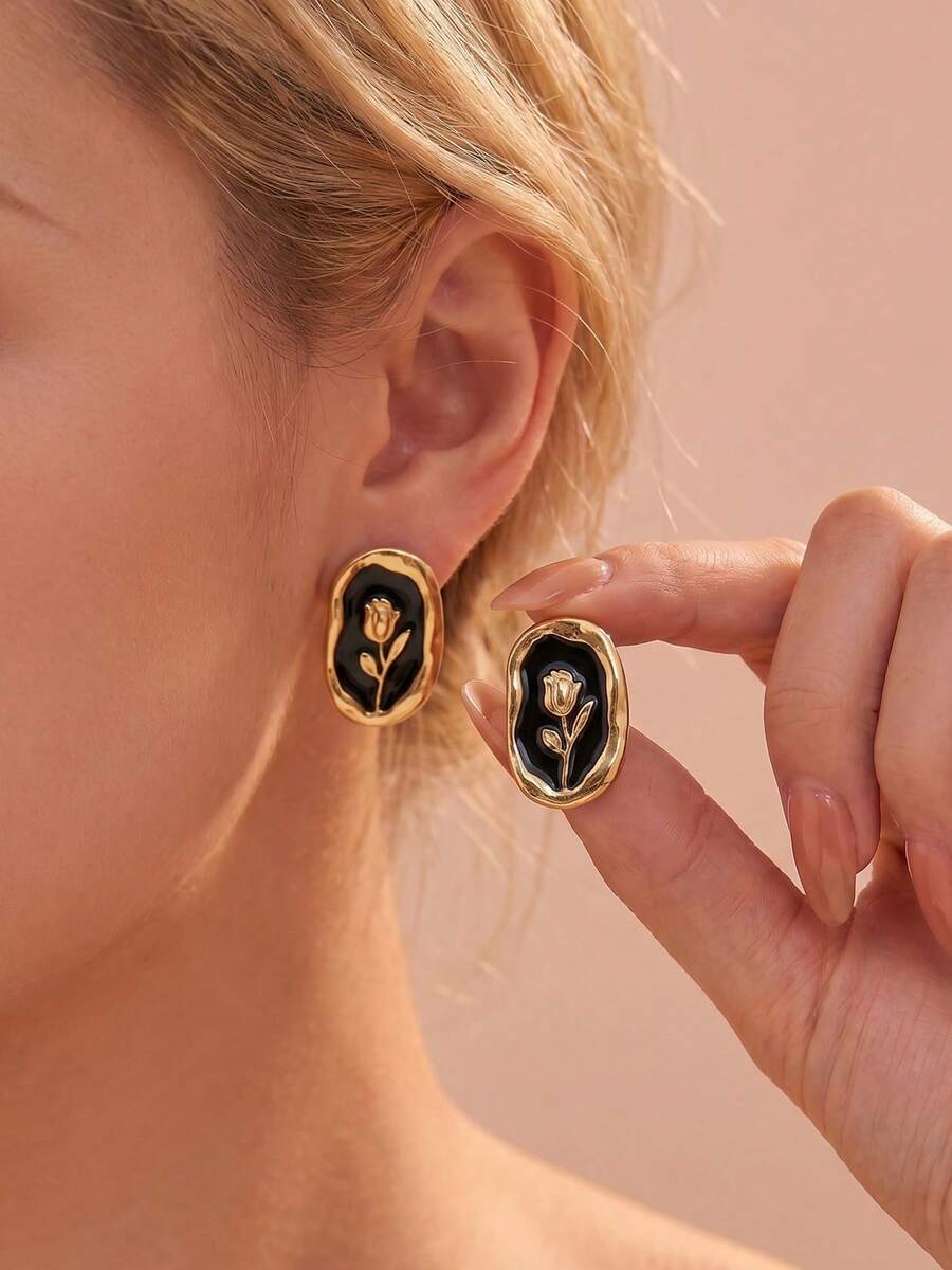 Bộ 1/10 đôi bông tai nữ thanh lịch, nhiều màu sắc, kiểu dáng phối ngẫu nhiên bao gồm hình học bất đối xứng, hình trái tim, hình vuông, hình hoa hồng, trang sức mùa hè, phối nhiều màu đen, xanh lá cây, đỏ, trắng.