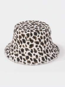 1 Peça Chapéu Balde com Estampa de Leopardo Vintage, Chapéu de Proteção Solar de Aba Larga para o Verão, Disponível em Várias Cores - chapéu de balde com estampa de leopardo - Visão 18