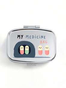 Square Pill Box, Printed Capsules, Pill, Letter, Medicine Bottle Patterns, Portable Pill Storage Compartments, Mini Metal Storage Box, Portable Jewelry And Pill Box, Travel Pill Case, Large Compartment, Weekly Pill Organizer,For Daily Medication & Vitamins, Essential For Doctors And Nurses, Emergency Needs, Travel, Hiking Emergency Rescue, Personalized Creative Gift With Cartoon Logo - Multicolor - View 15