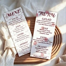 Personalisierte minimalistische Hochzeits-Menükarte, individuell gestaltete Hochzeits-Dinner-Menükarte, elegante Hochzeits-Tischdekoration, anpassbare Event-Kartendekoration, geeignet für Hochzeitsbankett, Vorhochzeitsfeier und alle romantischen Hochzeits-Szenen-Dekorationen - Speisekarte - Übersicht 6