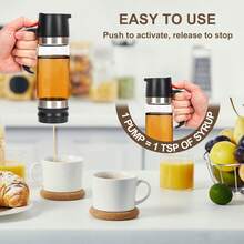 Glass Honey Dispenser With Brush, 12oz Oil Bottle, Seasoning Jar With Handle, Coffee Or Tea Syrup Dispenser - Black - View 5