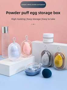 Transparent Cosmetic Brush Holder Bag, Portable Divided Drawer Jewelry Storage Box, Mini Suitcase Shaped Makeup Sponge Case (Random Color) - Multicolor - View 7