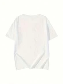Camiseta de mujerCamiseta de manga corta para mujer con estampado de letras negras y estrellas, diseño versátil de corte holgado y ajustado con cuello redondo, ideal para de verano.Cómoda y ligera - Blanco - Ver 4