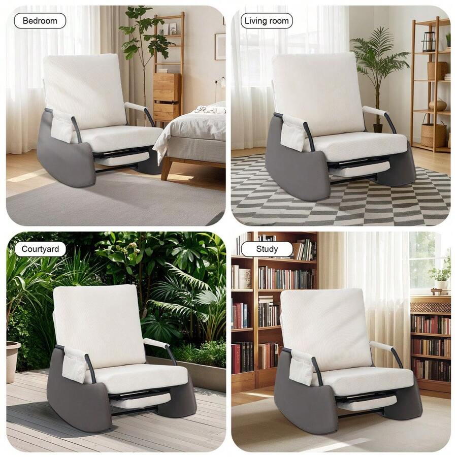 Patio Lounge Chair & Swing Chair - Iron Frame Rocking Chair With Footrest - View 1