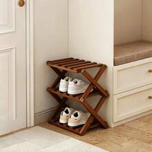 No-Installation Folding Shoe Rack, Narrow Multi-Tier Shoe Shelf For Home Entryway, Simple Shoe Cabinet For Rental House/Dorm, Storage Organizer - Brown - View 9