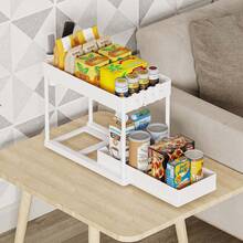1 Black & White Under-Sink Storage Rack, Multi-Functional Bathroom Organizer, Double-Layer Large-Capacity Pull-Out Drawer Organizer, Suitable For Under Kitchen And Bathroom Sinks - Black - View 8