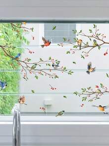1pc Tree Branch & Bird Static Cling Glass Sticker, Decorative Window Film For Bedroom, Hallway, Bathroom, Living Room And More - D - View 4