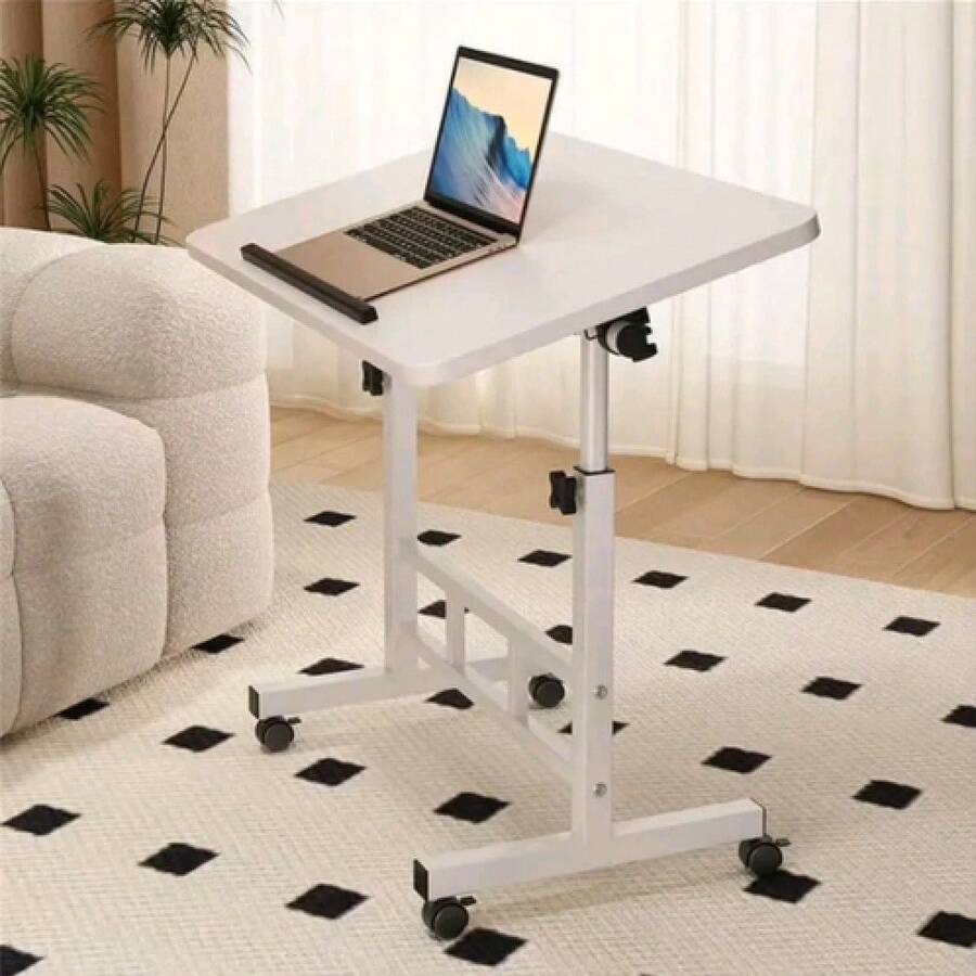 Mobiler Stehpult, Computertisch mit Rollen, höhenverstellbar, ergonomischer Stehpult und Stuhl, geeignet für Büros, Wohnungen und Arbeitsplätze. - Weiss - Übersicht 1
