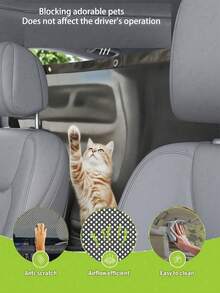 1 pièce Filet de barrière pour animaux de compagnie noir avec crochets réglables, filet de séparation multifonctionnel pour voiture convenant aux VUS, berlines et camions, idéal pour la couverture de siège de voiture pour animaux de compagnie/barrière pour animaux de compagnie pour Halloween ou Noël - 1 pièce - View 7