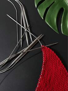 3 peças/Conjunto Agulhas de Tricô de Aço Inoxidável de 80cm, Design Circular, Adequado para Tricô Plano e Circular, Sem Necessidade de Emenda, Agulhas de Aço Inoxidável Lisas, Tricô Sem Emendas, Sem Emaranhados, Pode Ser Usado para Suéteres, Xales, Mantas, Almofadas e Outros Projetos de Tricô - Agulhas circulares de aço inoxidável para tricô - Visão 7