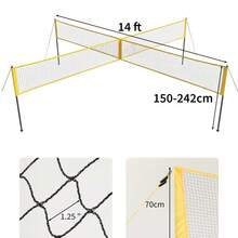 Complete 4 Square Volleyball Game Set   Portable Volleyball Outdoor Game Kits, - Yellow - View 2