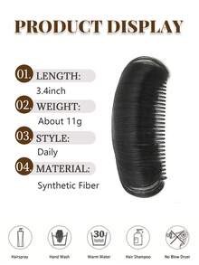 Postizo de cabello sintético con relleno de cabello e inserto de peine para agregar volumen y volumen a la parte superior de la cabeza y la frente. - Multicolor - Ver 4