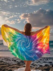[Portable Quick-Dry Soft] Summer Absorbent Microfiber Beach Towel | 70*140/90*180cm With Storage Bag | Colorful Swirl Pattern Print | Suitable For Swimming, Bathroom Decor, Beach Use, Camping, Fitness, Travel - Multicolor - View 2