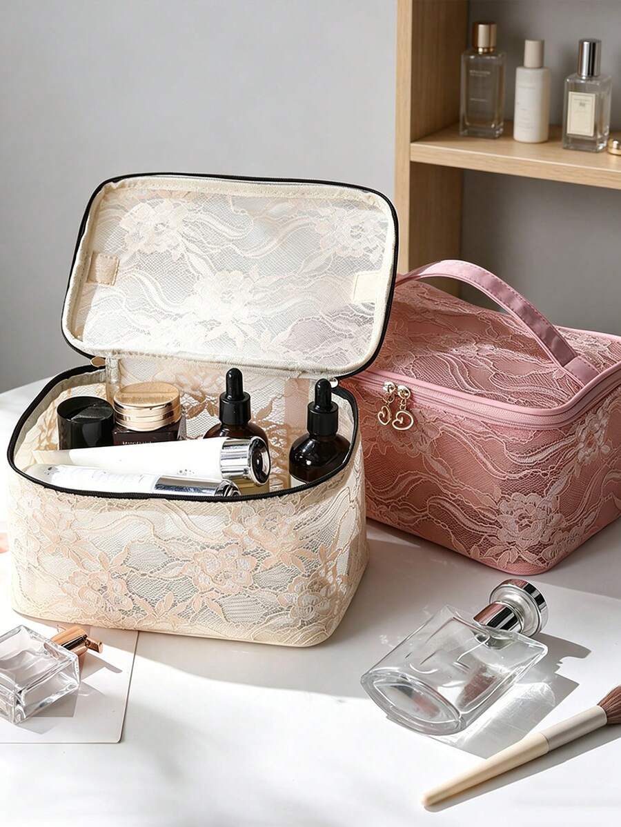Tas Kosmetik Jala Nilon Kapasitas Besar, Kantong Penyimpanan Multifungsi, Tas Perlengkapan Mandi/Tas Rias Wanita untuk Perjalanan