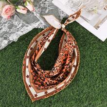 1 pieza Pañuelo/Diadema triangular con estampado de leopardo retro de moda, versátil y clásico, adecuado para salidas diarias y uso vacacional - Multicolor - Ver 8