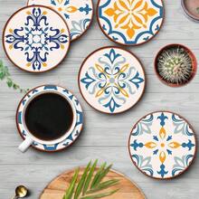 6 Pcs Minimalist Black White Line Coasters, Stylish Geometric Drink Coasters With Storage Rack For Bar & Home Use - Talavera Tile - View 6