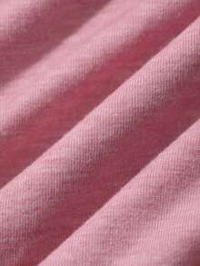 Camiseta blanca de manga corta de ajuste ceñido con cuello oblicuo de unicolor para mujer, top de verano para salir - Rosa - Ver 9