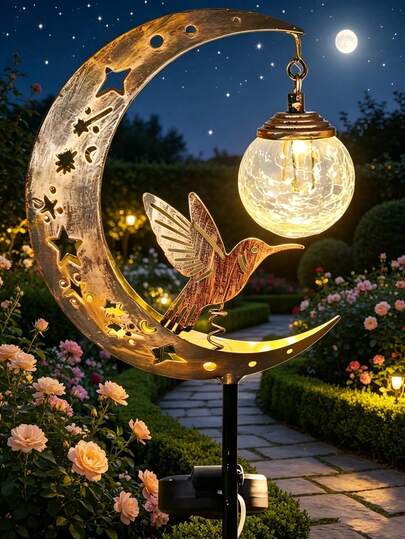 1pc New Solar Hummingbird Garden Stake Light, Waterproof Metal LED Lamp For Yard, Lawn, Path, Patio, Courtyard, Decorative Lighting, Home Decor, Botanical Garden, Suitable For Thanksgiving, Easter, Valentine's Day, New Year Decoration