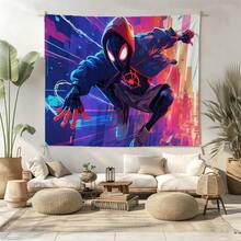 1pc S Pider-Man Miles Morales Superhero Theme Birthday Backdrop Boys Birthday Party Decorations Photography Background Wall Hanging Tapestry Photo Booth Props Urban Hero Graphic Party Supplies Home Living Room Decor Event Scene Layout - 多色-A - 查看 2
