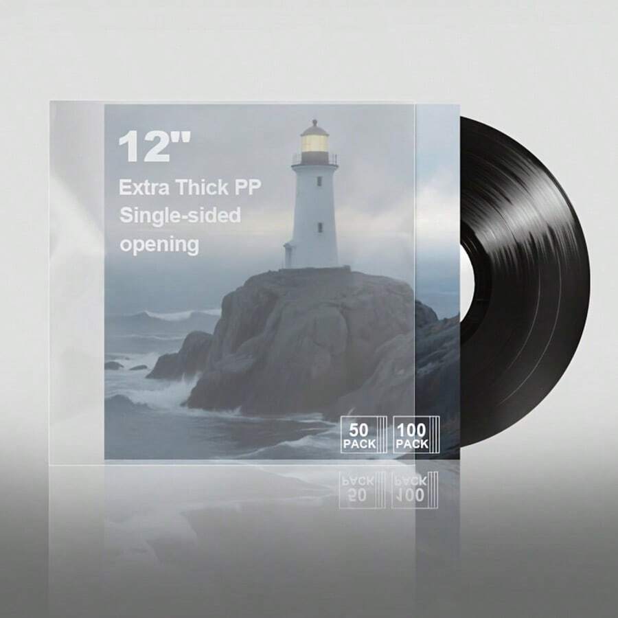 [High Density Polypropylene LP Sleeves] 100/50/25pcs 12-Inch LP Record Sleeves, Durable & Wrinkle-Free, Transparent & Clear, Made Of High Density Polypropylene, 3mm Thickness, Size 12.75" X 12.75" (32.4 X 32.4cm), Suitable For Most Folded And Double LPs - Multicolor - View 1