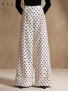 Pantalones anchos elegantes con lunares de Aliao, estilo otoñal, estilo de dinero antiguo, estilo de corte, modesto, casual de negocios, regreso a casa, bohemio, Año Nuevo - Multicolor - Ver 5