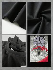 Figura mística rodeada de energía cósmica simbolizando poder interior y sabiduría universal inspirada en el equilibrio entre mente y espíritu camiseta de mujer  casual cómoda para uso diario - Negro - Ver 4