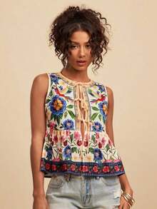 Camiseta de tirantes de mujer con estampado de lunares tejidos, primavera/verano - Multicolor 2 - Ver 4