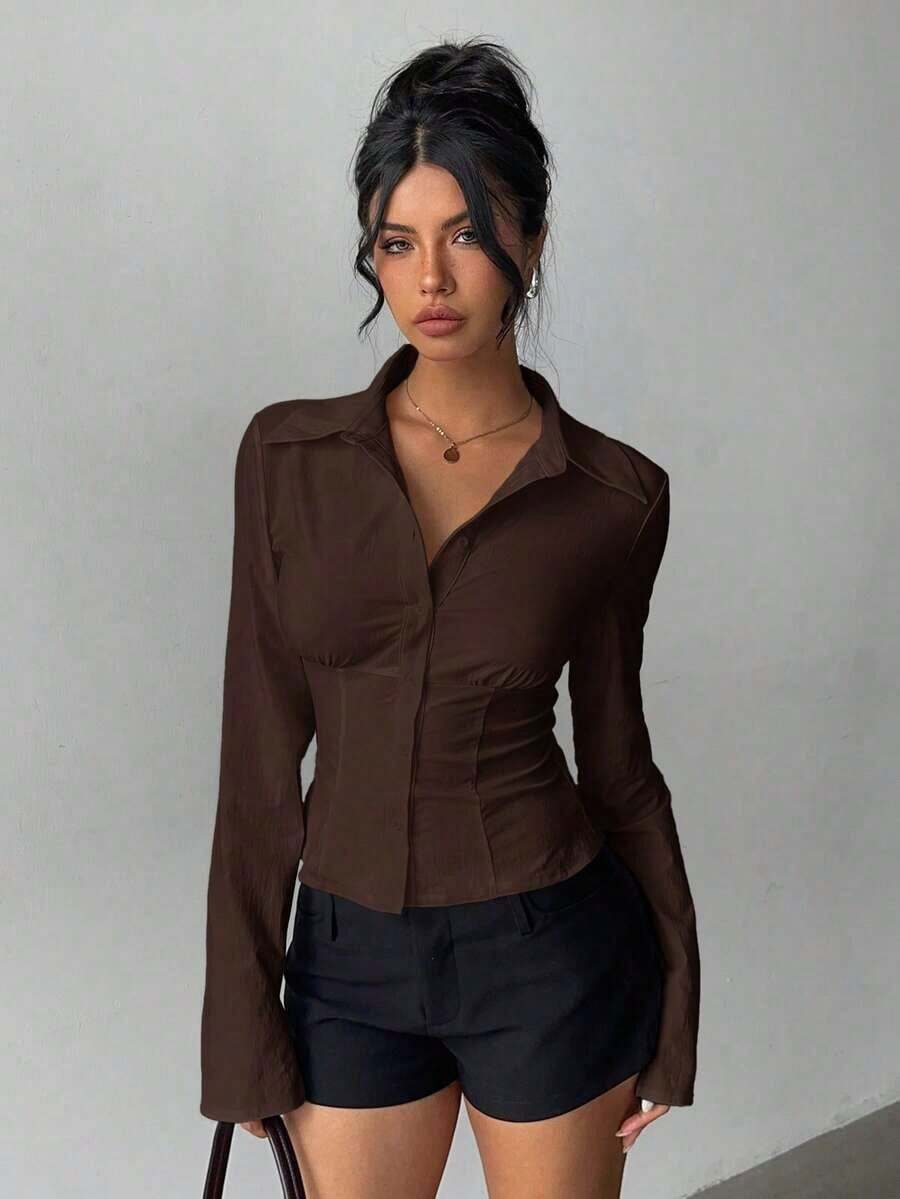 Women Blazers - Brown - View 1