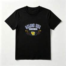 Playera Gráfica con Estampado de Tigre de Dibujo de Algodón Negro Suave - Negro - Ver 1