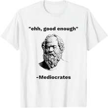 Camiseta informal de algodón de manga corta y cuello redondo para mujer con estampado de Mediocrates "Ehh, Good Enough" - Blanco - Ver 1