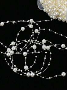 Fashion Decorative Craft Artificial White Pearl Beaded Garland, Decorative Pearls, Beautiful Elegant White Pearl Beaded Scroll Pearl Beaded Garland Suitable For Wedding Party Birthday Jewelry Accessories Wedding Birthday Party Decoration DIY Handmade Cake Decoration Cake Decor Cake Decoration Tools - Multicolor - View 3