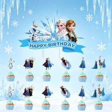 Frozen Themed Paper Cake Topper Set Anna & Olaf Cartoon Picks, Blue Ice-Style Birthday Party Cupcake Decorations, Suitable For Birthday Party, Christmas, Holiday Gift, Decorations - Cartoon Cake Power Strip - View 6