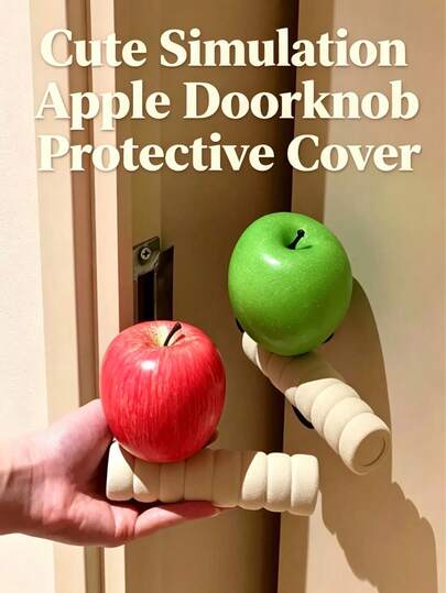 Cute Simulation Apple Doorknob Protective Cover, Anti-Collision Anti-Static Door Handle Sleeve, Aesthetic Home Decor Ornament, Creative Household Supplies, Dog Interactive Play Toy, Holiday Gift For Mother's Day Valentine's Day Christmas Thanksgiving