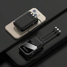 Batería portátil Power Bank de 20000 mAh con carga rápida incorporada y pantalla digital de 4 hilos, Power Bank externo. - Negro - Ver 1