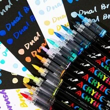 12/24/36/48/60/72/80/120pcs/Set Straight Barrel Liquid Large Capacity Quick Dry Colored Pens, Suitable For Ceramic And Stone Materials - Multicolor - View 5