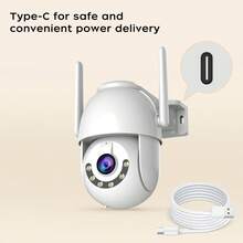 Easy Installation, 3MP WiFi Home Security Camera, DIY Voice Auto Alarm, 5X Zoom, Two-Way Audio, Motion Detection, Full-Color Night Vision, IP66 Waterproof, Cloud & SD Card Storage, 2.4G WiFi, USB Power, Indoor/Outdoor Use - Warm White - View 9