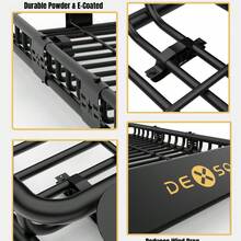 Canasta de techo resistente Global - Portaequipajes de acero para techo de 64" x 39", capacidad de 200 lbs, soporte para equipaje con extensión y red impermeable para carga, para SUVs, camionetas y autos. - A - Ver 3