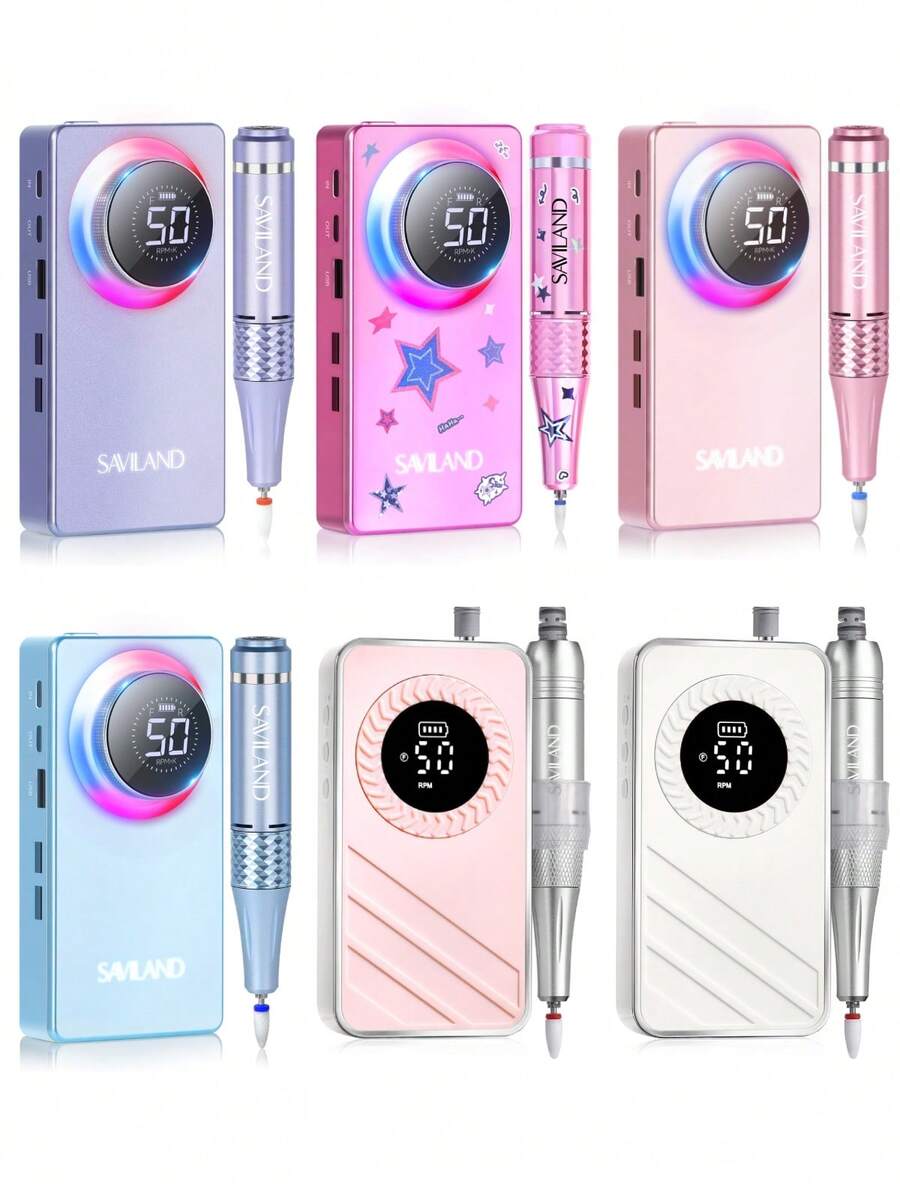 SAVILAND 50000RPM Nail Drill For Acrylic: 2025 Pro High Tech Fast Removal Electric Nails Drill Kit 6000mAh Rechargeable Machine Professional Drill Bit Nail File Buffer Tools Salon Manicure Pedicure - Mauve Purple - View 1