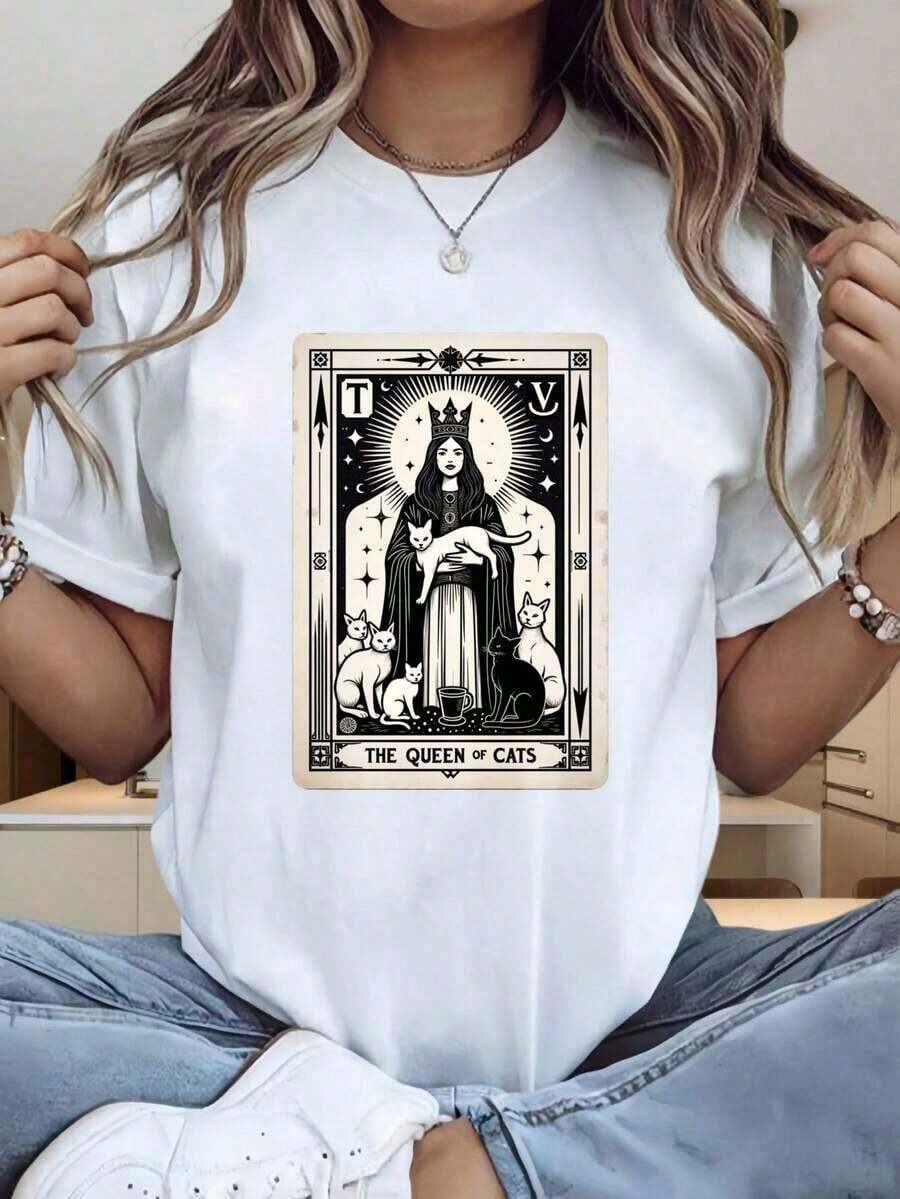 Camiseta Blanca Mujer con Gráfico de "Love", Estilo Sweet Casual - Negro - Ver 1