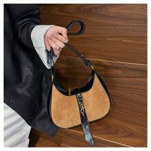 Borse di lusso di nicchia per donna: Nuova borsa a tracolla vintage opaca di stile autunno/inverno, borsa a secchiello monospalla - Castano - Visualizzare 1