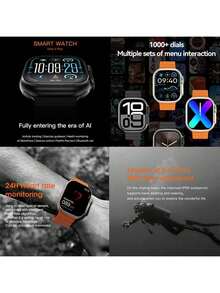 Microwear AI Voice Control Smart Watch - Intelligent Assistant + Health . AI Voice Control | ChatGPT Connectivity | 2.2" Colorful Touchscreen | AI Customized Dial | 24hr Heart Rate/Blood Oxygen/Sleep Monitoring | Multiple Sports Modes | IP68 Waterproof | Call & Alerts | Stock Quotes & Noise Detection. Essential For Business, Fitness, Outdoor, Students. Compatible With Android & IOS, 350mAh Battery - Black - View 8