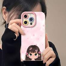 Funda para móvil con diseño de niña adorable, estrellas y flores. Compatible con fundas para móviles , Apple, VIVO, OPPO, , Transsion, ,  y Honor. Fabricada en TPU, ofrece protección contra golpes y caídas. Un regalo ideal para familiares y amigos. - Blanco - Ver 6