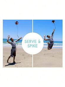1 pièce Entraîneur de rebond de volley-ball, sangle de balle de pentagramme réglable avec ceinture de taille, corde de traction élastique, équipement d'assistant pour la pratique du service, de la frappe et de la passe au volley-ball. Convient pour le football et le volley-ball, équipement d'entraînement de rebond pour sports de plein air - Multicolore - Voir 5
