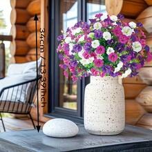 36束人造矮生三角梅，节日装饰，户外耐候仿真植物 - 鲜艳的紫色、粉色、白色、绿色，高品质塑料悬挂装饰，阳台、露台、婚礼和活动布置、感恩节装饰，耐用仿真花，不含花盆 - 彩色 - 查看 12