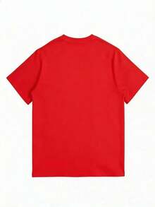 Original Design T-Shirt 100% Cotton| Short-Sleeved, Crew-Neck T-Shirt, Soft And Breathable, With A Striking "Boston" Print, Suitable For All Seasons, Making It An Ideal Choice For Casual Wear And Holidays Such As Christmas, Easter, Halloween And Thanksgiving. - 紅色 - 查看 3